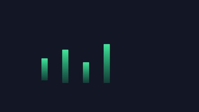 Animated green bar chart growth graph for financial data analysis and business performance metrics animation 4k