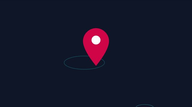 Animated map location pin with orbiting path for navigation and gps tracking animation 4k