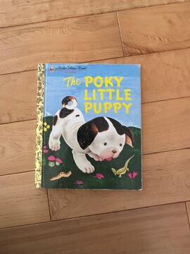 The poky little puppy A Little Golden Book Vintage Children&rsquo;s Book Displayed in Alberta, Canada. August 2, 2026. Grande Prairie, Alberta, Canada. For editorial use only.