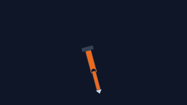 Animated pendulum swing motion minimalist orange pointer swinging on dark animation 4k background, motion animation