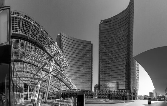 Modern buildings at Porta Nuova in Milan, Lombardy, Italy.,Gae Aulenti square