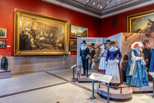 artefacts in  historic museum for the pilgrims landing in Plymouth  with the Mayflower