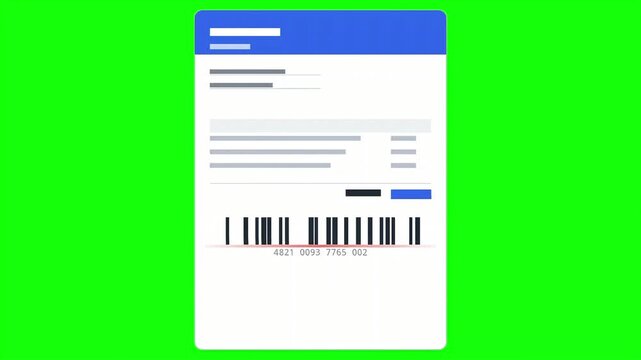 Invoice Barcode Scanning Animation on Green Screen