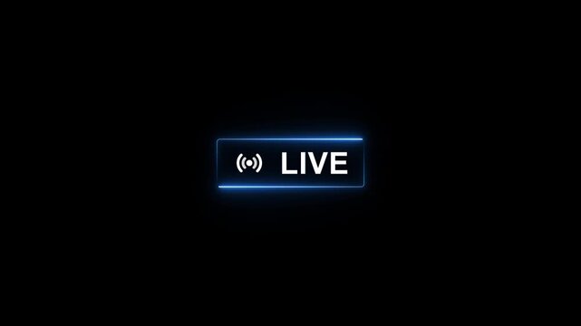 abstract neon live streaming sign icon animation,Live online stream animated icon.4k video animation,live video broadcasting icon animation.