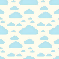 Fototapeta premium Powder Blue Cloud Seamless Pattern Minimal Nursery Background