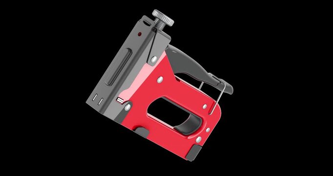 Staple gun rotation animation seamlessly loopable. 3D rendering isolated on transparent background