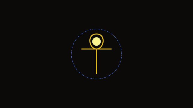 Minimalist ankh symbol animation on 4k black background: ancient egyptian spiritual for motion and esoteric projects