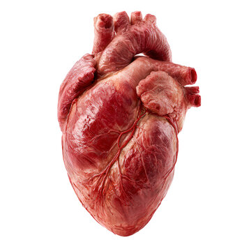 Anatomically correct human heart organ isolated on transparent background