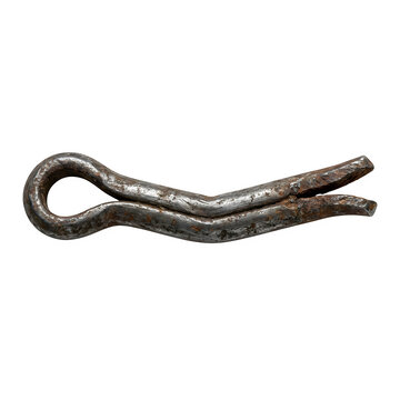 Old rusty cotter pin isolated on transparent background