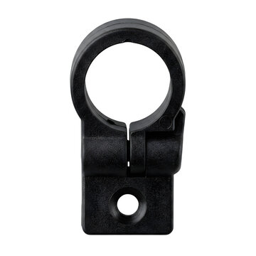 Black plastic pipe clamp isolated on transparent background