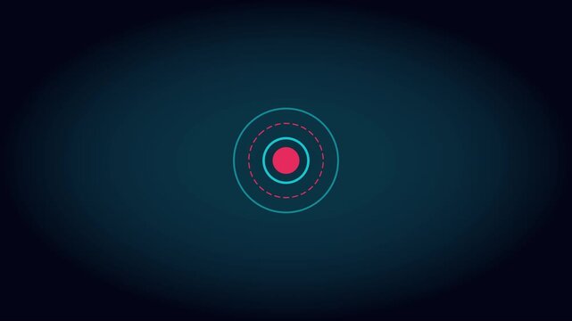 Minimalist concentric circles motion with pulsing red center point for technology and ui animation 4k