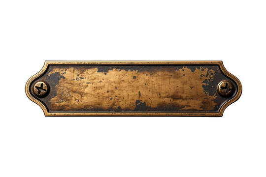 Narrow vintage metal label plate with screws