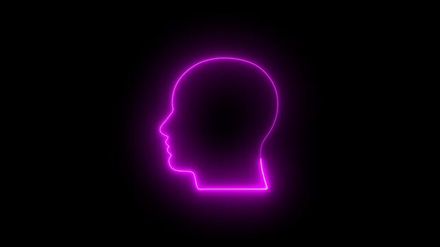 Neon human head outline animation futuristic profile 