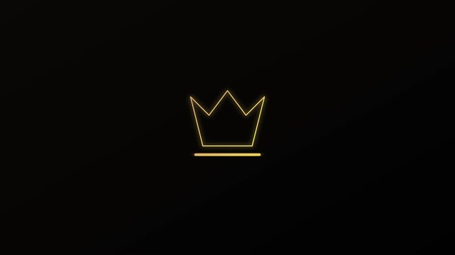 Minimalist gold crown animation on 4k black background, for luxury branding, and motion