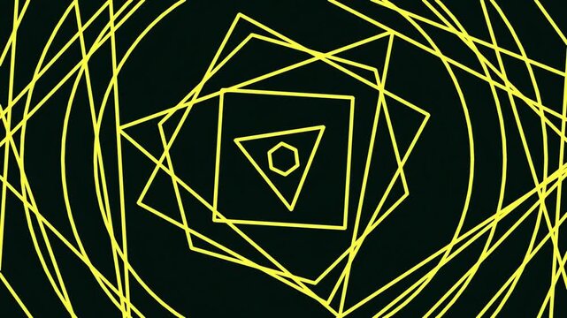 Abstract geometric pattern with yellow lines on black background