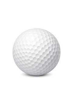 White dimpled golf ball isolated.