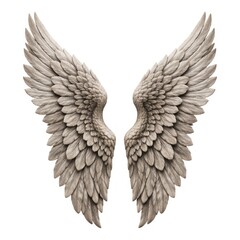 Obraz premium Intricately detailed pair of angel wings with a textured, feathered design.