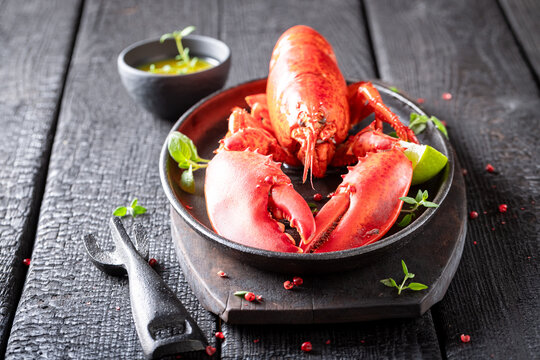 Boiled and spicy lobster as a healthy protein seafood.