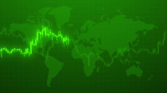 Global stock market growth chart animation world economy