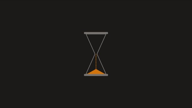 Minimalist hourglass sand timer animation: concept of time passing, deadline, and productivity 4k
