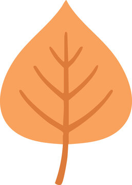 Orange poplar leaf autumn fall foliage flat vector illustration design element isolated icon