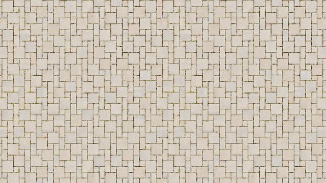 Interlocking beige paving stones create a seamless loop pattern.