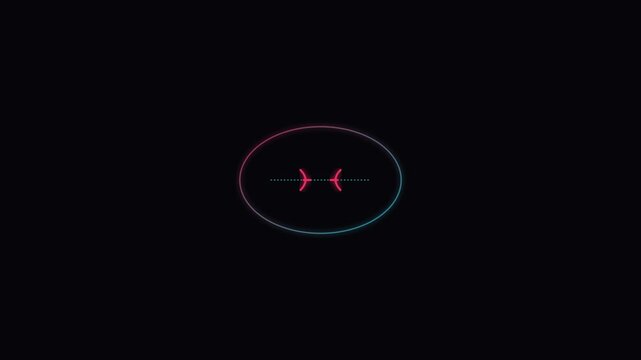Minimalist neon oval loading circle animation with pulsing center for digital interface and ui 4k