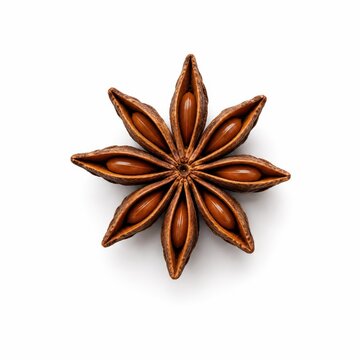 Star anise spice on white background