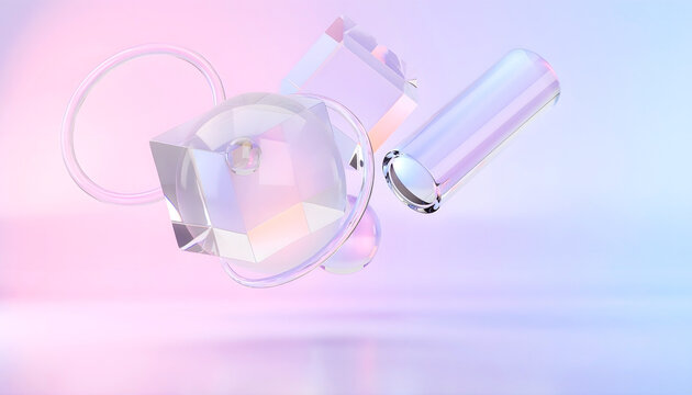 Elegant floating glassmorphism geometric objects including spheres