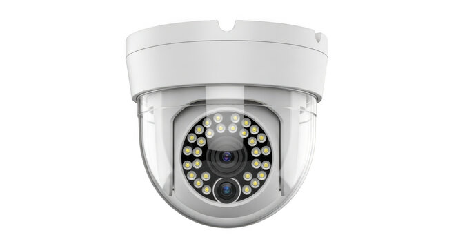 White dome security camera device isolated on transparent background