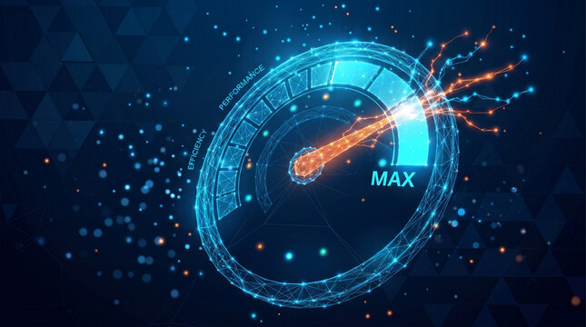 Speedometer displays maximum performance levels using digital holographic projection technology.