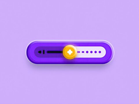 Modern UI slider control for digital apps. Interactive range input for web interface design.