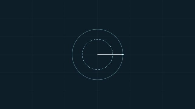 Minimalist rotating arrow hud interface with circular target for technology and data analytics motion animation 4k
