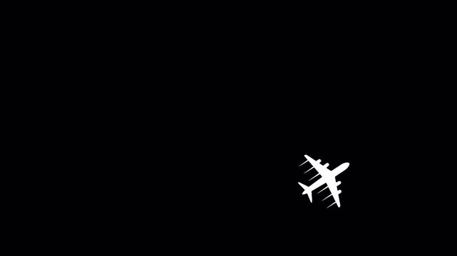Alpha channel transparent background airplane descent ascent takeoff. Travel transport concept motion graphics with airplane to use for business goal, holiday travel project, 4k video.