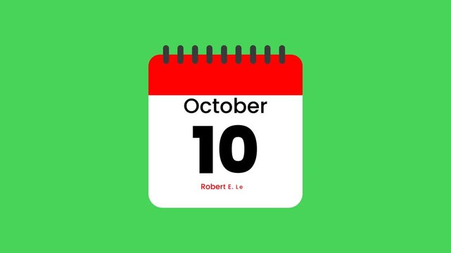 Animated Calendar Notifying Robert E. Lee's Birthday on October 10th