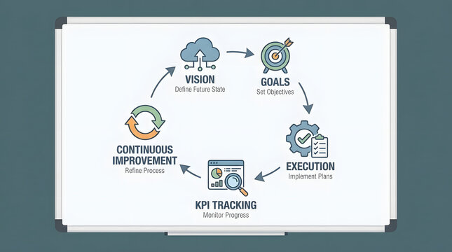 Business Process Cycle Infographic On Whiteboard