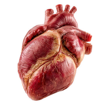 Anatomically correct human heart model isolated on transparent background