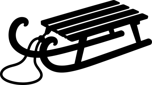 Vintage Wooden Sled Silhouette Isolated on Transparent Background