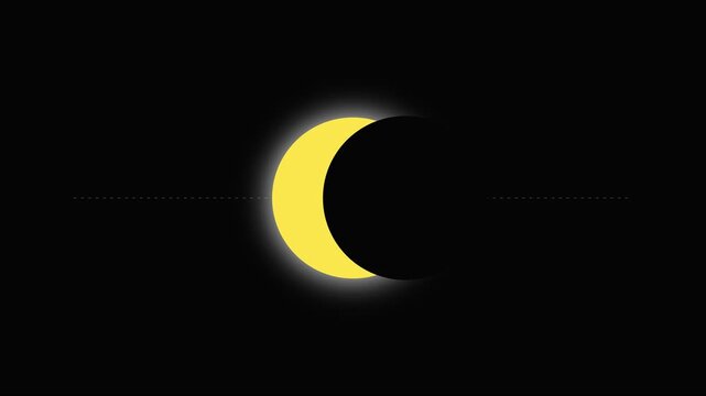 Solar eclipse animation: partial moon phase transition and celestial alignment 4k celestial event astronomy