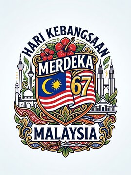 Malaysia 67th independence day merdeka celebration emblem