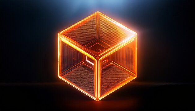 a glowing orange cube with a smaller cube inside