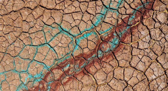 Macro view of extreme dry cracked earth surface texture. Global warming, drought, and environmental climate change concept.