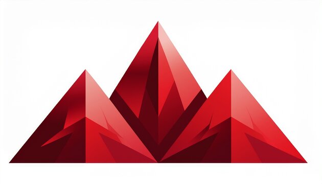 abstract mountain logo design with red geometric peak symbol