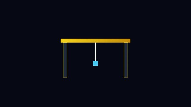 Physics pendulum swing animation: simple harmonic motion concept for science and education 4k