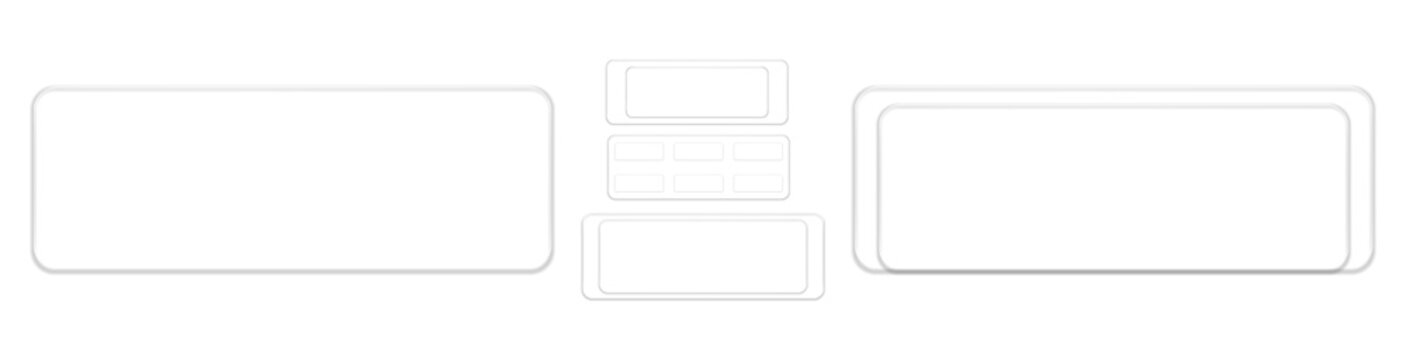 Glass effect UI frame collection with transparent rounded rectangles