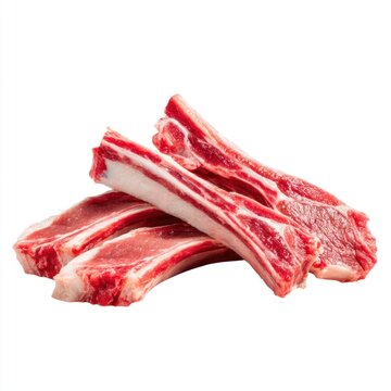 Fresh raw lamb chops displayed.