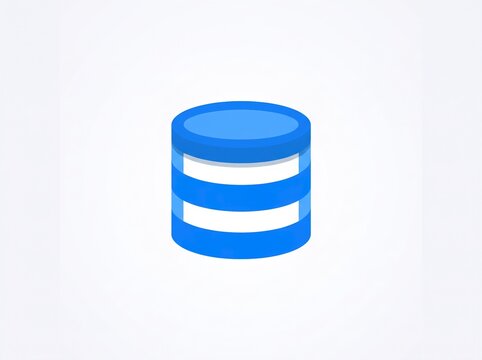 Blue Database Icon Flat Design