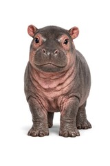Fototapeta premium Adorable baby hippo on white background