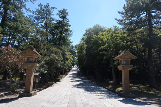 Approach to Izumo Taisha shrine surrounded by nature in Shimane, Japan, Sept 30, 2022