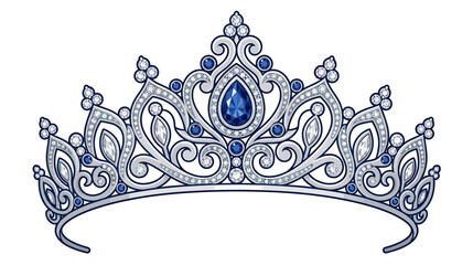 Elegant jeweled tiara with blue gemstones isolated © Biru